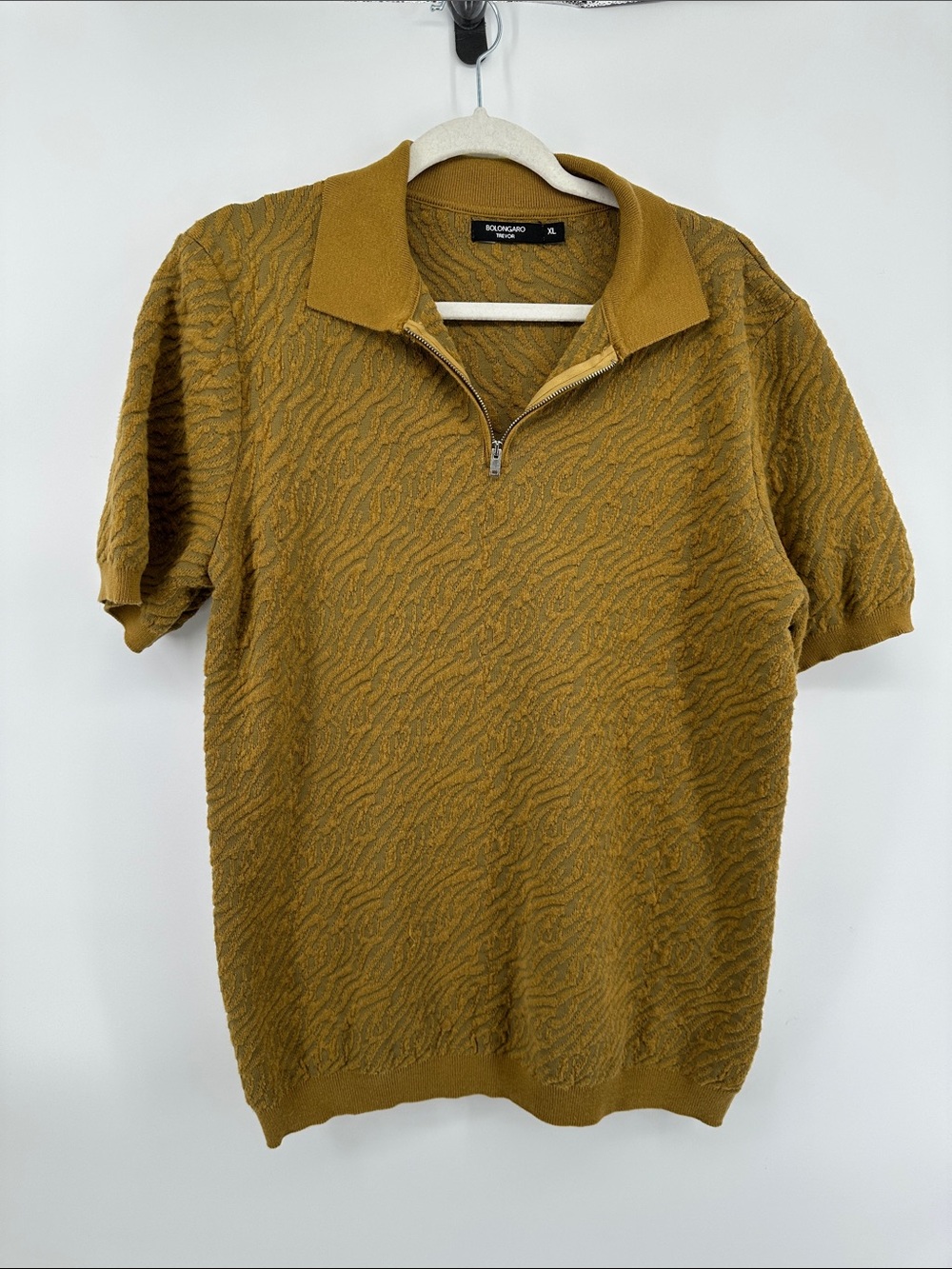 Bolongaro Trevor Boho Luxury Retro Mod Cabincore Zip Polo Sweater SzXL